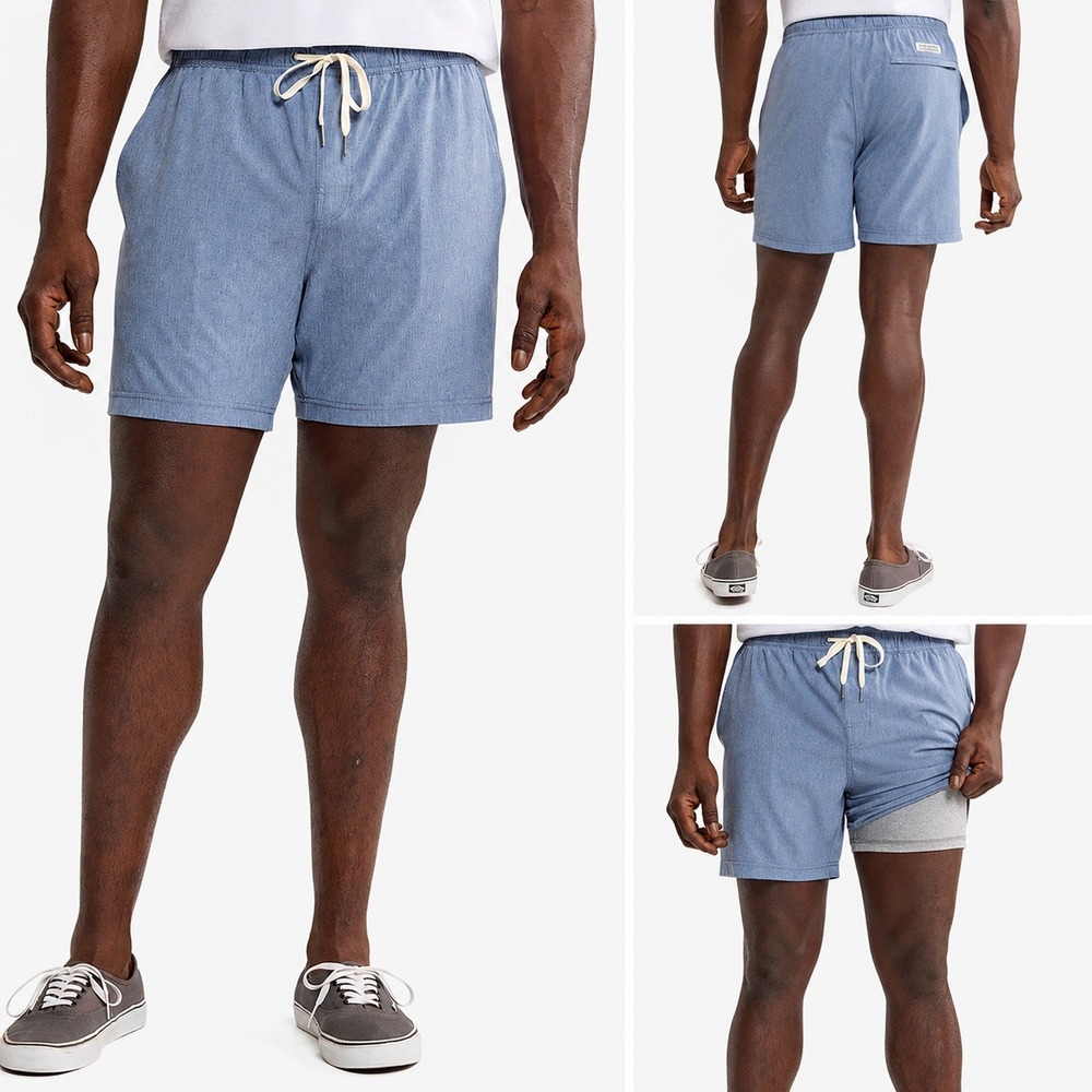 Fair Harbor The ONE Blue Heather Lined Board 8" Shorts Large Recycled Fabric